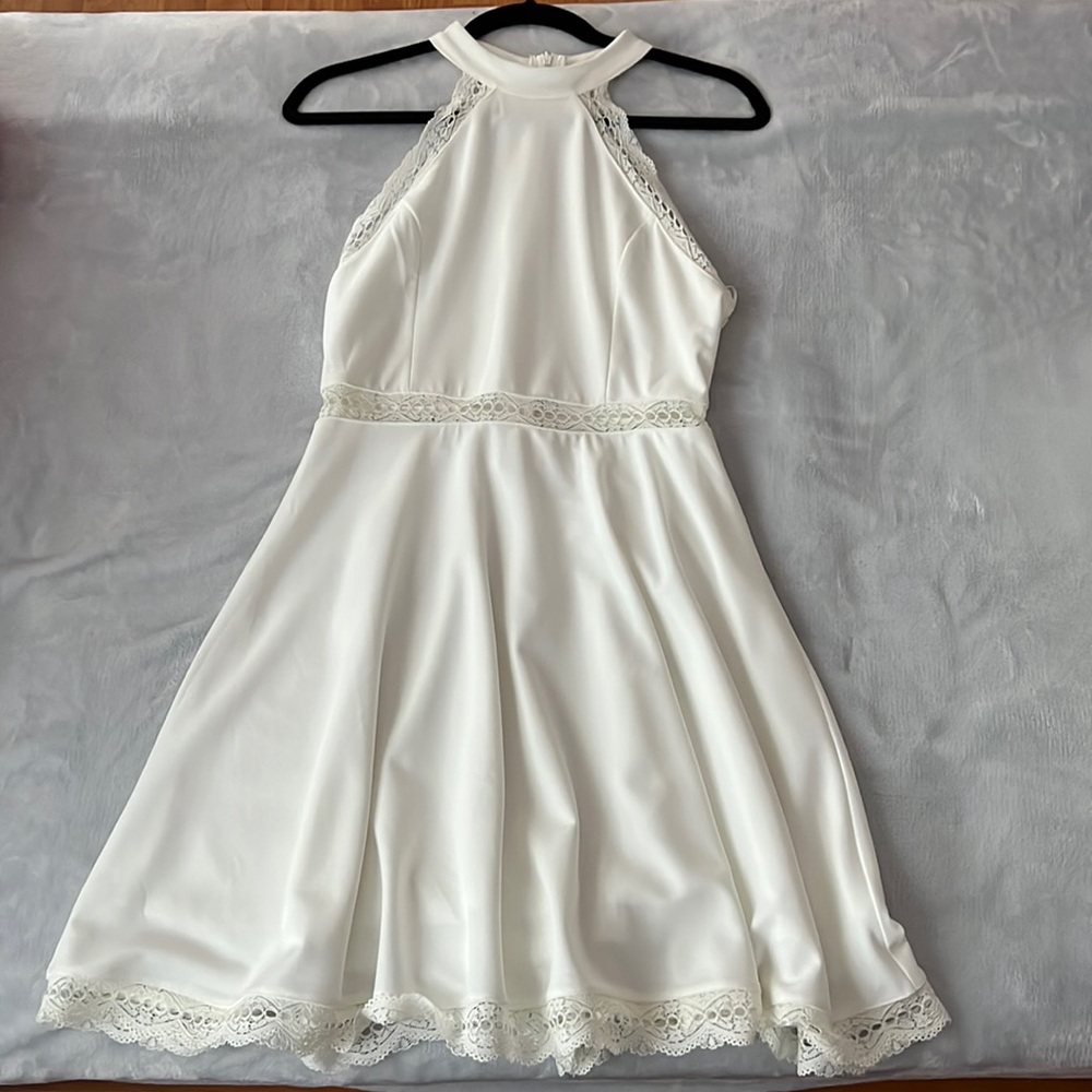 White Halter Top Mini Dress